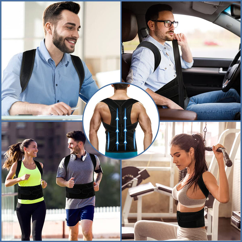Back Brace Posture Corrector for Women and Men - Adjustable Posture Back Brace for Upper and Lower Back Pain Relief - Improve Back Posture and Lumbar Support,XX-Large(Waist:42-48 Inches) XX-Large(42-48 Inches) - BeesActive Australia
