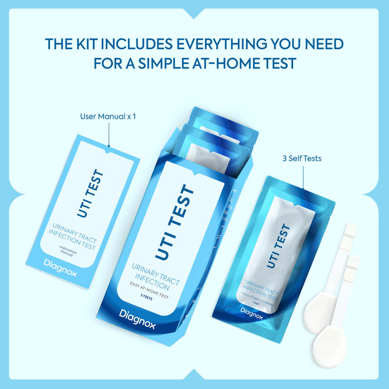 Urinary Tract Infection Urine Test Strips | UTI Test Strips for Women & Men | High Precision Leukocyte and Nitrite Testing at Home | Individually Packed and Bigger Strip (3 Pack) 3 Pack - BeesActive Australia