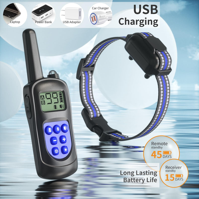 No Shock Dog Training Collar, 2025 Vibrating Dog Collar with Remote 2000ft, Beep and Vibration Collor for Dogs 10-120lbs, Rechargeable/Security Lock & Painless & Humane to Stop Bad Behaviors - BeesActive Australia
