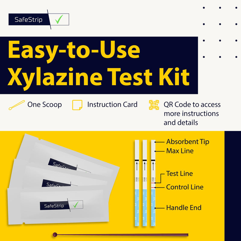Xylazine Test Strips, Quick, Reliable & Easy-to-Use Drug Test Kit for Home Medical Testing on Pills, Powder & Residue, 5-Pack Test Strips with Scoop 1
