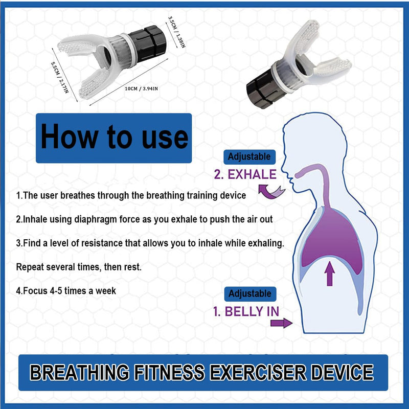 Breathing Fitness Exerciser Device, Breathing Exerciser, Breathing Expander, Breathe Easier with Stronger Suitable and Adjustable for All. - BeesActive Australia