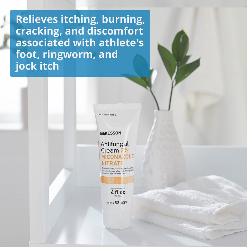 McKesson Antifungal Cream, 2% Miconazole Nitrate - Relieves Itching, Burning, Cracking from Jock Itch, Ringworm and Athlete Foot - 4 oz., 3 Count 4 Ounce (Pack of 3) - BeesActive Australia