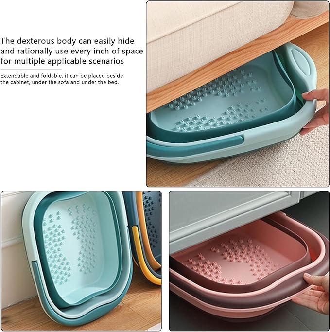 Foot Soaking Bath Basin - Foldable Soak Basin Foot Spa Massage Bucket with Handle - Spa Basin for Relieving Fatigue, Help Sleep, Suitable for Foot Spa, Family Spa Pedicure, Save Space by Miyoki - BeesActive Australia