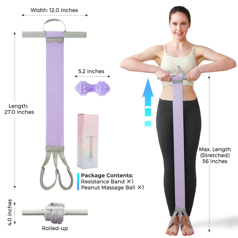 VICSKY Fabric Resistance Band with Handles & 2 Foot Loops - 120lb Exercise Band for Home Workout, Yoga & Full-Body Training, Leg Arm Chest Wrist - Portable Home Fitness Tools for Women Purple