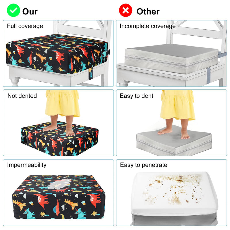 Toddler Booster Seat for Dining Table, Washable Thick Strong Support Portable Booster Chair for Toddlers Eating, Easy Cleaning Booster Seat Cushion Detachable with Fix Straps Black - BeesActive Australia