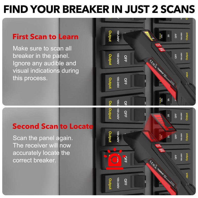 Circuit Breaker Finder with GFCI Outlet Tester, Electrical Circuit Tracer with LCD Display & NCV Test, 90-135V AC Circuit Breaker Finder Tool with Flashlight & Buzzer Alarm, Carrying Case CBF03 circuit breaker finder + 0 Accessories
