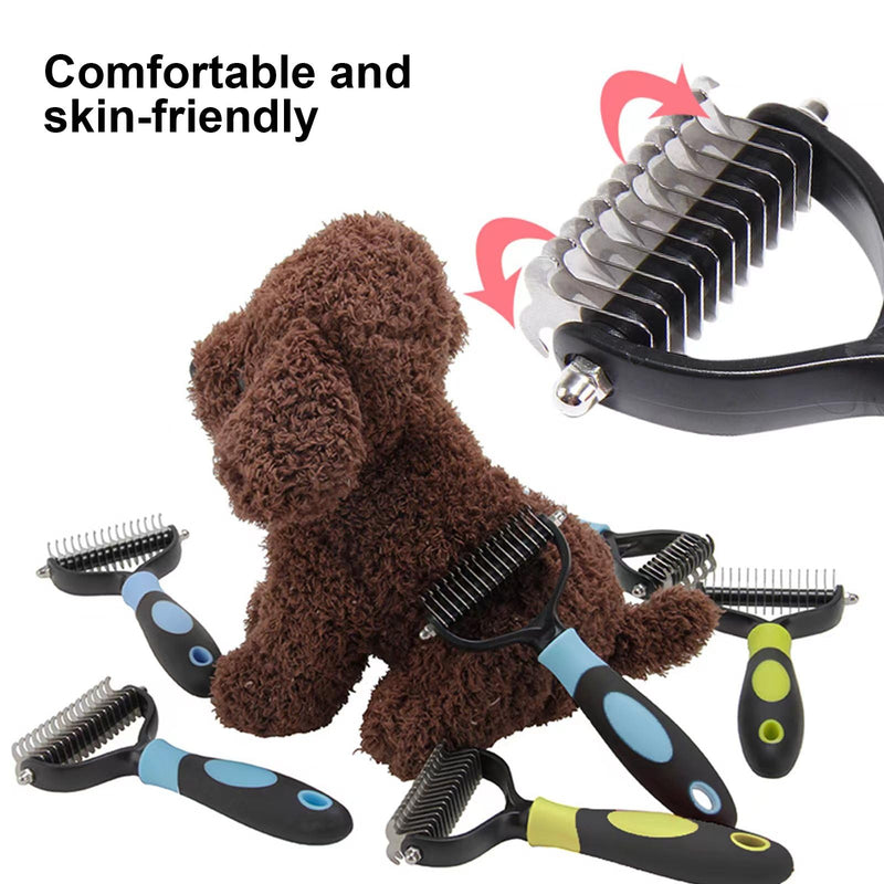 Souvik dog brush long hair undercoat brush for dogs and cats removes undercoat and tangles gentle care for long hair double-sided comb with massage effect blue - BeesActive Australia