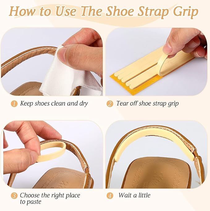 Shoe Blocking Adjustable Shoe Slip Prevention Pad Heel Protection Heel Cushion Anti-slip Anti-Slip Ankle Strap Pumps Women's Pointed Toe Unisex (Set of 12) (Nude Color) - BeesActive Australia