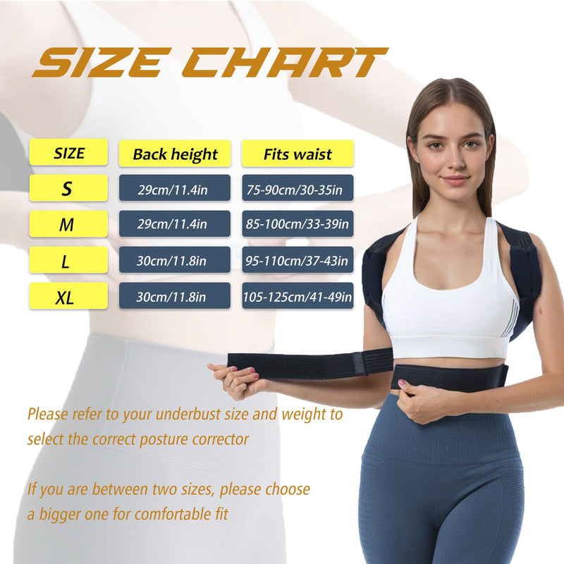 Posture Corrector for Women & Men, Adjustable Back Brace for Neck Shoulder Upper Back Pain Relief, Breathable Back Straightener with Clavicle Support - Strangulation-Free Design Large Black