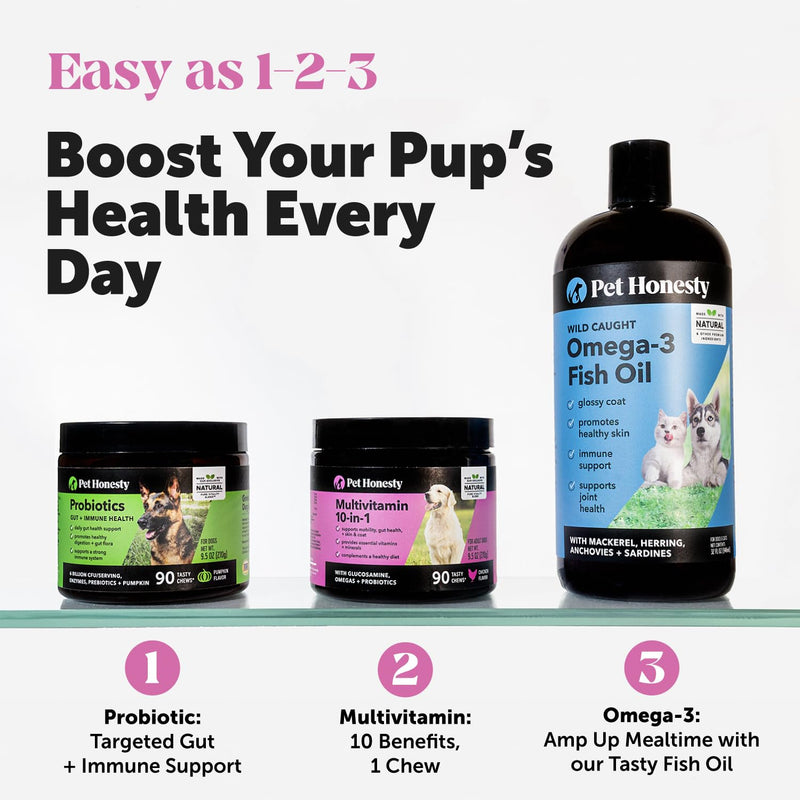 Senior Hemp Hip & Joint Support & Probiotics Virtual Bundle: Mobility Supplement & Gut Health Chews for Dogs (Chicken & Duck 90 ct)