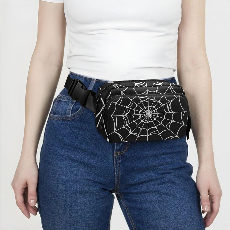 CBBYY Goth Spider Web Fanny Pack for Women Men,Crossbody Waist Bag Pack Adjustable Casual Waist Belt Bag for Travel Running Workout Cycling