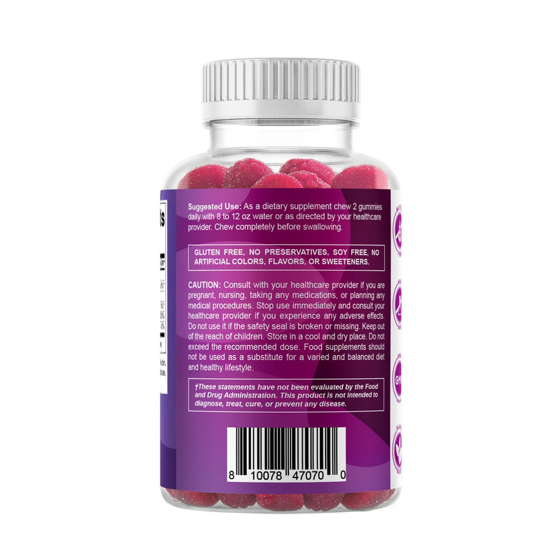 Vitamatic Biotin 10,000 mcg, 60 Vegan Gummies, Raspberry Flavor-2 Pack | 10000 mcg Per Serving, Natural Raspberry Flavor, Pectin Based, Non-GMO, Gluten Free, GMP Certified 2 Bottles