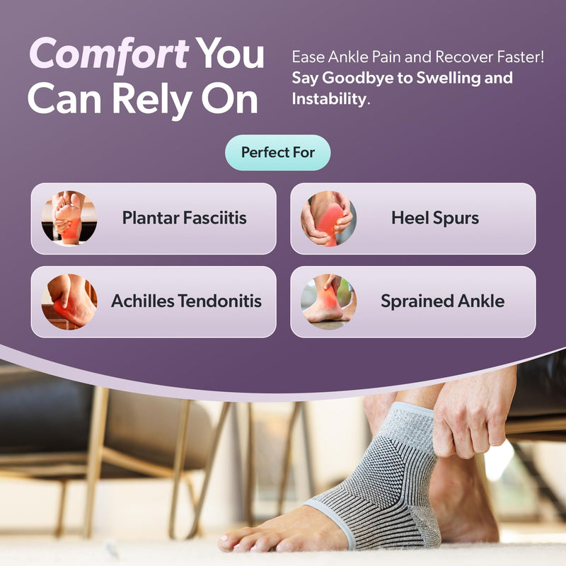 BraceAbility Ankle Compression Sleeve for Sprained Ankle - Achilles Tendonitis Support Sleeve for Swelling Relief, Arthritis, Plantar Fasciitis, Peroneal Foot Brace for Women and Men (Black - M/L) Black