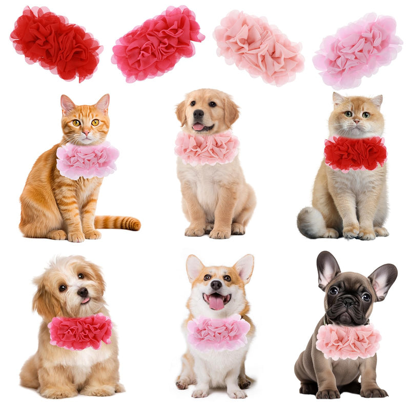 4 Pcs Dog Collar Flowers Attachement, Soft Chiffon Large Flowers Dog Collar Charms Removable Flower for Dog Collar Multi Color Dog Flower Collar Accessory for Female Dog - BeesActive Australia