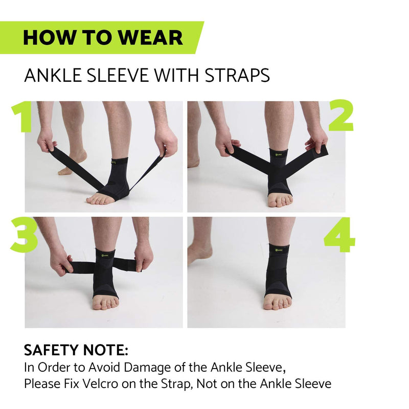 GARNO Ankle Brace – Compression Foot Sleeve with Adjustable Straps for Men & Women, Plantar Fasciitis & Achilles Support, Heel & Arch Pain Relief, Swelling & Injury Recovery, Protection for Sports, Running & Basketball (One Size Fits Most, Black) - BeesActive Australia