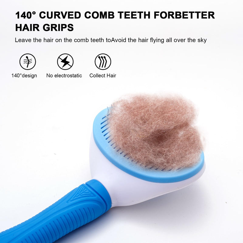 Self Cleaning Slicker Brush, Cat and Dog Brush, Indoor Cat and Dog Grooming Shed Brush, Easy to Remove Loose Undercoat, Used for Long Hair and Short Hair Cat and Dog Hair Removal Brushes, with Massage