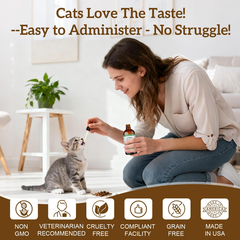 2PCS Hairball Treatment for Cats, Cat Hairball Remedy - with Natural Ingredients & Vitamins - Kitten Furball Treatment Hair Ball Treats for Cats - Supports Skin & Coat, Digestion - Cat Grass Flavor