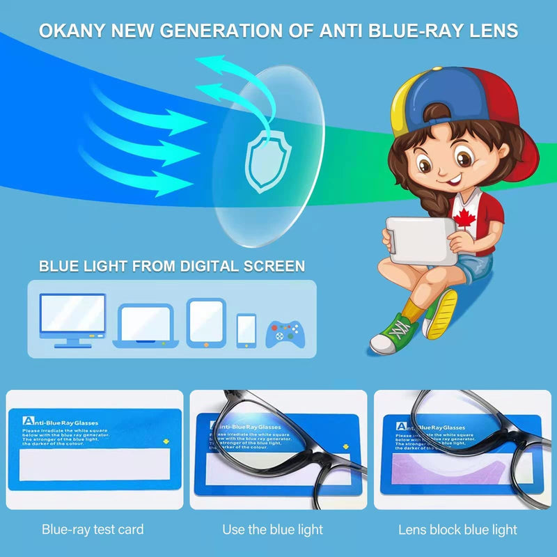 Blue Light Gla-sses for Kids 3 Pack Blue Light Blocking Gla-sses for Girls Boys Computer Gaming Screen Gla-sses, Anti Glare Eyestrain Teen Fashion Gla-sses Age 3-10 (Grey Black+Transparent+Leopard) Grey Black+transparent+leopard - BeesActive Australia