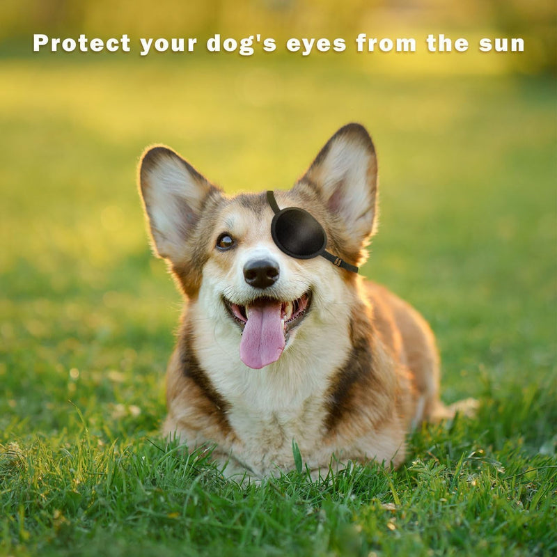 Dog Eye Patch Dog Single Eyepatch Adjustable Soft Eyepatch Dogs Eye Covering for Small Medium Large Dogs Cats Eye Injuries - After Surgery Wounds (One) One