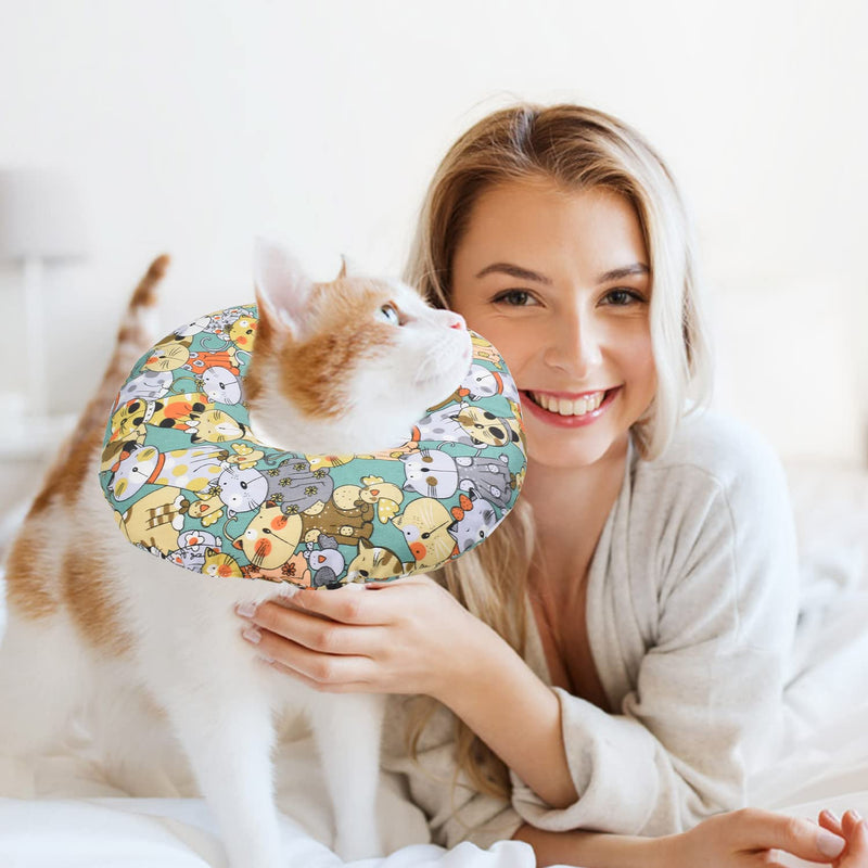Neck ruffs for cats and dogs, soft protective collar, cat anti-bite recovery collar, protective collar, adjustable protective collar to prevent infections, cat collar, cotton for puppies, kittens, S - BeesActive Australia