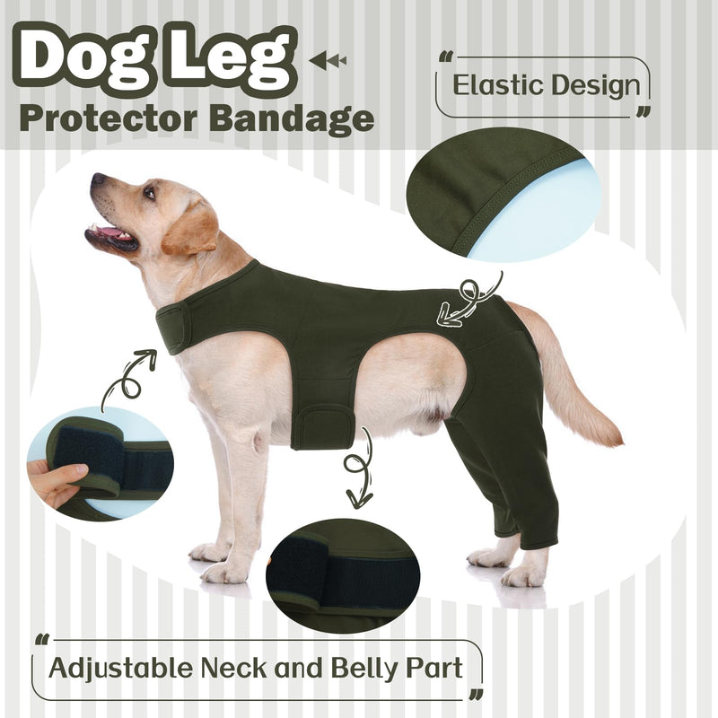 ROZKITCH Recovery Suit for Dogs Rear Legs, Pet Sleeve to Prevent Licking Wound Elbow Protector, Dog Recovery Suit Cone Collar Alternative for Sprain ACL CCL Arthritis Joint Care Green S ArmyGreen