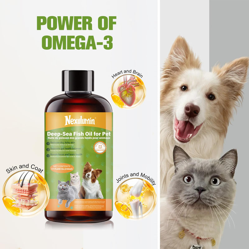 Salmon Oil for Dogs and Cats - Natural Omega-3 - Skin and Coat Care - Liquid Pet Food Supplement - Provides Fatty Acids for Joint Function - (230ml/1 Bottle) 2
