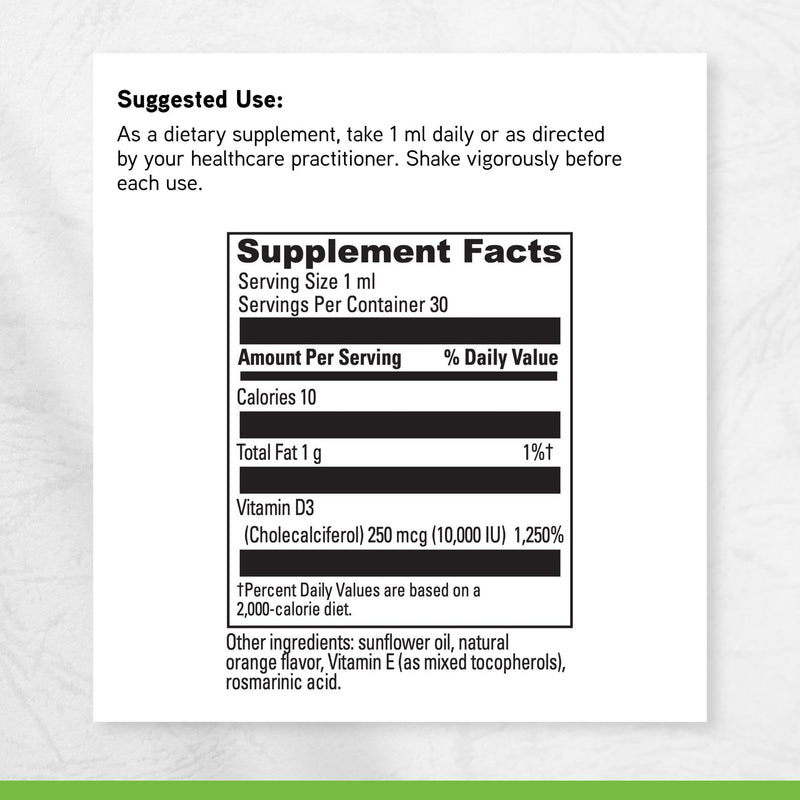 DAVINCI Labs Liquid D3 10,000 IU - Helps Support Bone Health, Immune Support & Heart Health with Vitamin D3 - Gluten Free & Vegetarian - 1 Fl Oz (30 Servings) 1 Fl Oz (Pack of 1)