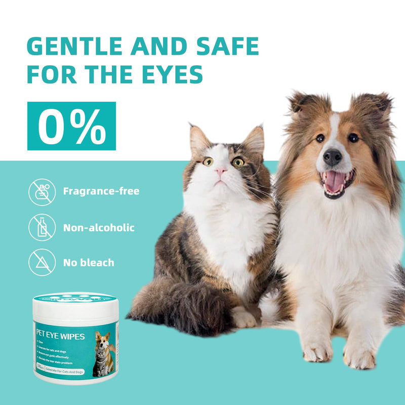 Dog Eye Cleaning Wipes, Hypoallergenic Fragrance-Free Non-Irritating, Gentle Tear Stain & Eye Discharge Cleaner, Safe for Puppies Daily Pet Eye Care, 100 Count
