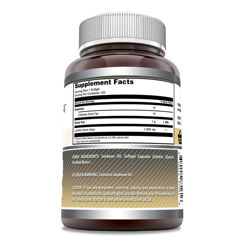 Amazing Formulas Lecithin 1200 mg Softgels Supplement | High Potency | Non-GMO | Gluten Free (1 Pack, 120 Count) 1 Count (Pack of 1) - BeesActive Australia