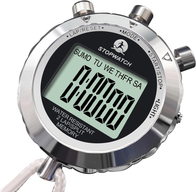 Stopwatch Timer, Digital Stop Watch with 0.01second & 0.001second Timing, Metal 10/100/400 Laps Memory, Rolilink Large dispaly Alarm Clock for Coach Sports Running Marathon 2 Lap With Backlight-metal - BeesActive Australia