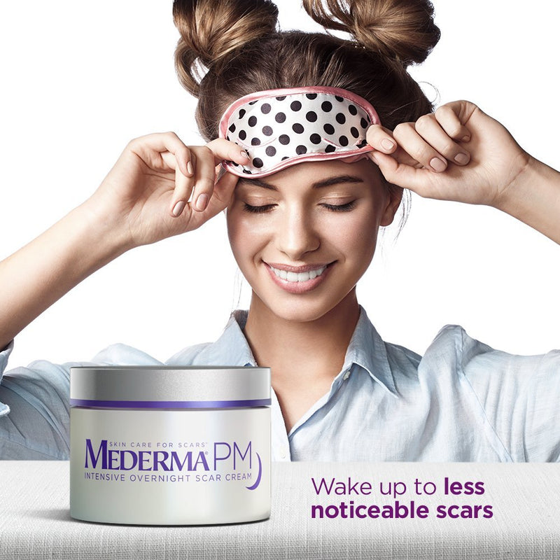 Mederma PM Intensive Overnight Scar Cream - Works with Skin's Nighttime Regenerative Activity - Once-Nightly Application is Clinically Shown to Make Scars Smaller & Less Visible - 1 Ounce, Beige (302591302106) Old Label - 1 Ounce (Pack of 1)