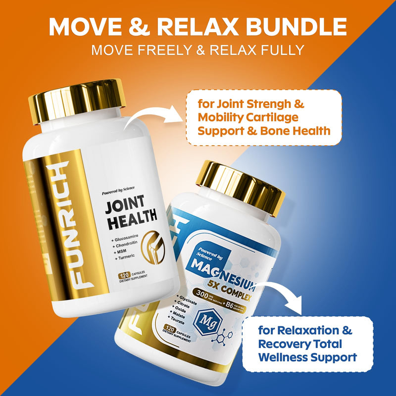 Glucosamine Chondroitin MSM & Magnesium Complex Supplement Set | Glucosamine Complex and Magnesium Complex for Cartilage, Joint Health and Muscle Bone Support- 240 Capsules 120 Count (Pack of 2)