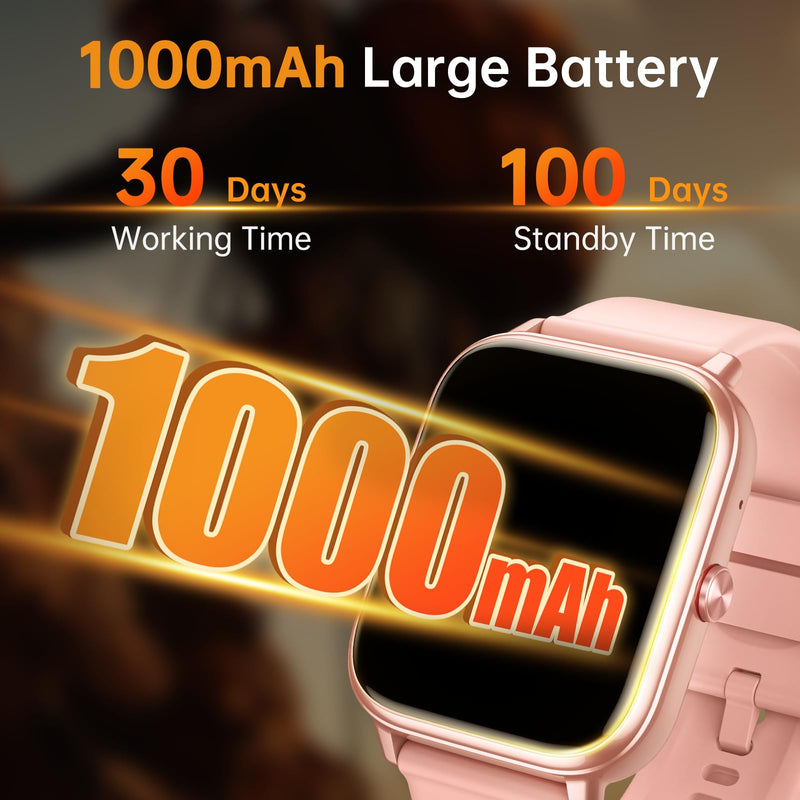 Smart Watch for Men Women, Fitness Tracker (Answer/Make Call), 1000 mAh Battery, 120+ Sport Modes, Step Counter/Sleep Monitor Fitness Watch, Smartwatch for Android/iPhone (Pink) Pink