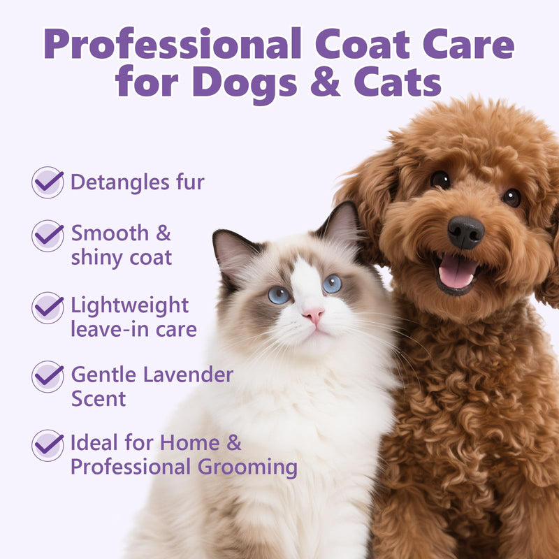 UNEK Pet Fur & Coat Oil 30ml, Leave-In Dog & Cat Conditioner, Lavender Scent, Anti-Tangle & Nourishing, Pet Grooming Product for Sensitive Skin & All Coat Types