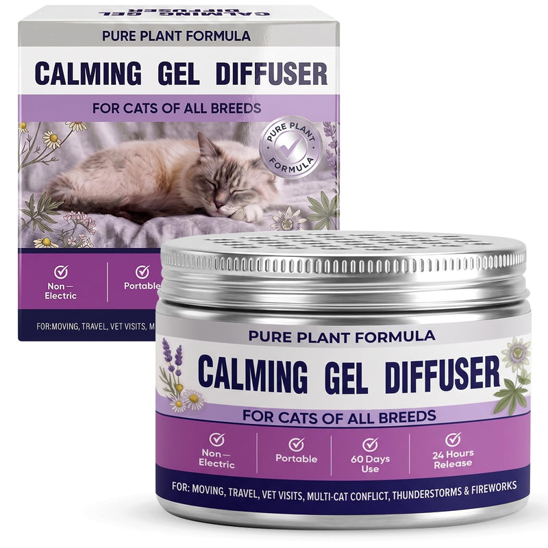 Cat Calming Pheromone Diffuser Gel - Unscented Soothing Gel for Stress Relief - Helps Manage Scratching Cordless & Portable for Home or Travel Lasting 2 Months (100 ml, 3.38 fl oz) 100ml