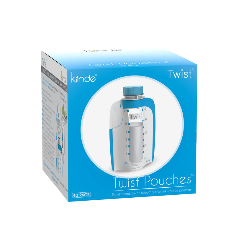 Kiinde Twist Pouch Direct-Pump Direct-Feed Twist Cap Breast Milk Storage Bags for Pumping, Freezing, Heating and Feeding, Pre-Sterilized, 6 Ounce, Pack of 40 6oz 6 Ounce (Pack of 40) Storage Bag - BeesActive Australia