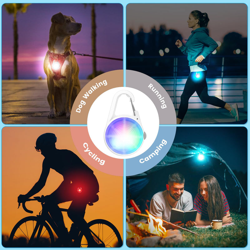 Dog Lights 2Pack LED Rechargeable Dog Collar Lights Clip on with RGB Color Pet Safety Lights Illuminate Illuminated Dog Harness Light for Night Hiking Camping White - BeesActive Australia