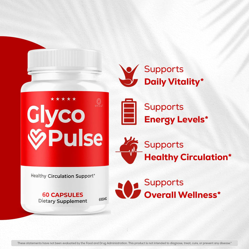 (3 Pack) Glyco Pulse Capsules - Official GlycoPulse Pills Advanced Premium Formula Support Maximum Strength, All Natural Ingredients Vitamins for Overall Health & Wellness, 180 Capsules for 3 Months