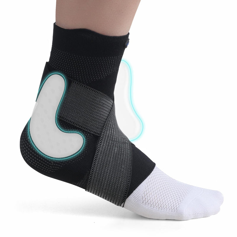 Hocafer Ankle Brace for Women ＆ Men, Ankle Compression Sleeve with Ankle Silicone Pad, Ankle Support for Plantar Fasciitis, Arthritis(Black, M, Right) Right, M Black