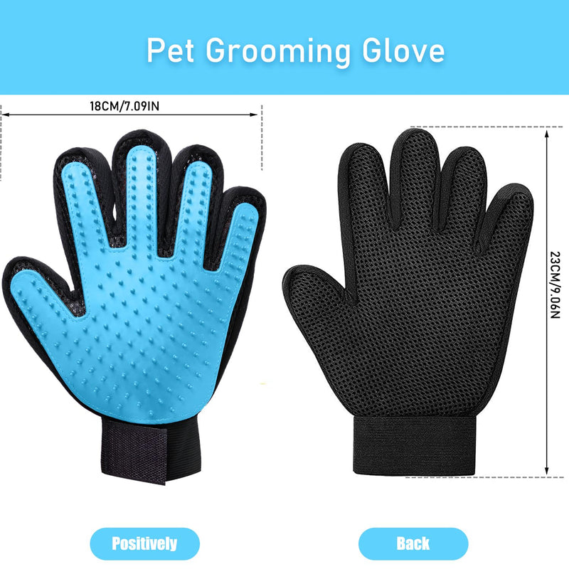 ZSMJAER pet glove cat brush glove, suitable for grooming dogs, cats and cleaning Pet Grooming Brush Glove has a massaging effect (light blue) light blue - BeesActive Australia