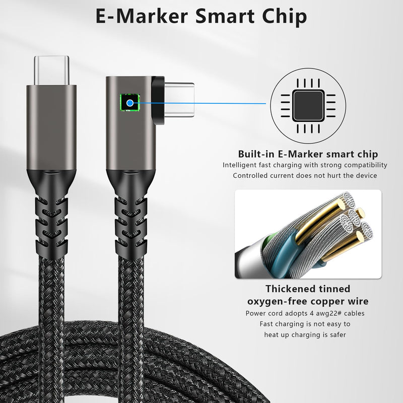 Link Cable 10 FT for Apple Vision Pro, USB-C to USB-C, PD 3.0 100W Fast Charging Cord for Vision Pro, 90° Angled Connector, High-Speed PC Data Transfer, Premium Apple Vision Pro Accessories - BeesActive Australia