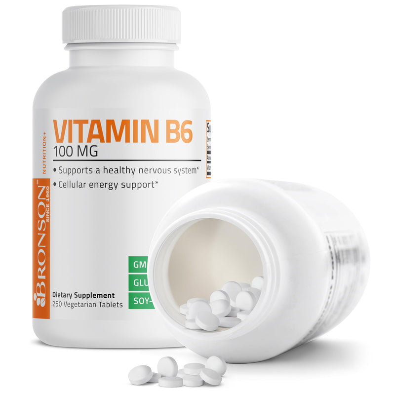 Bronson Vitamin B6 100mg Premium Vitamin B6 Supplement, 250 Tablets