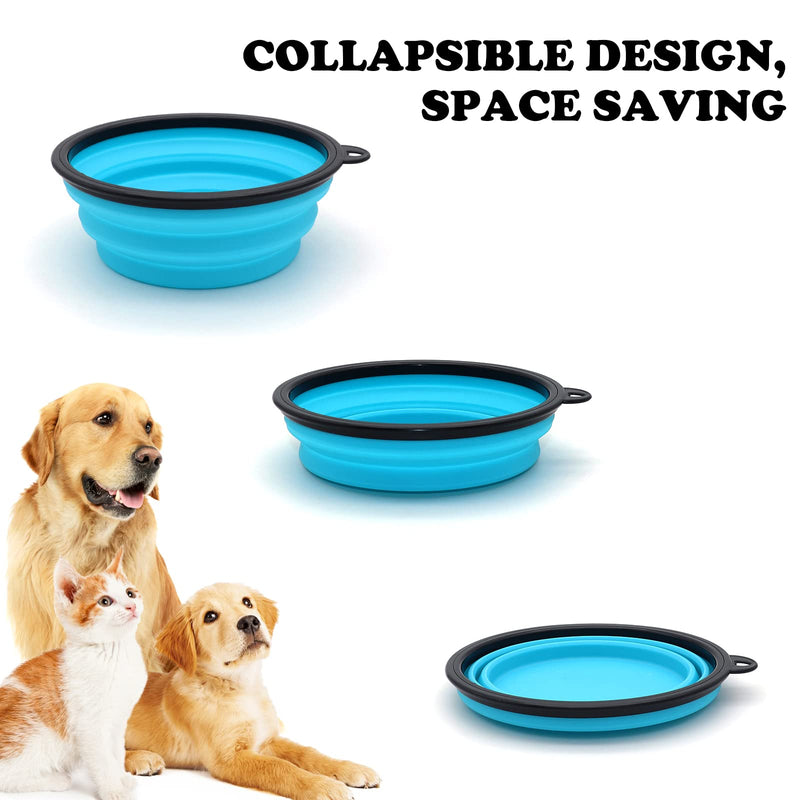 2-Pack Small Dog Travel Bowl, Collapsible Bowls for Dogs, Foldable Cat Water Bowl, Portable Pet Feeding Watering Traveling Dish (Yellow & Light Blue) Yellow & Light Blue - BeesActive Australia