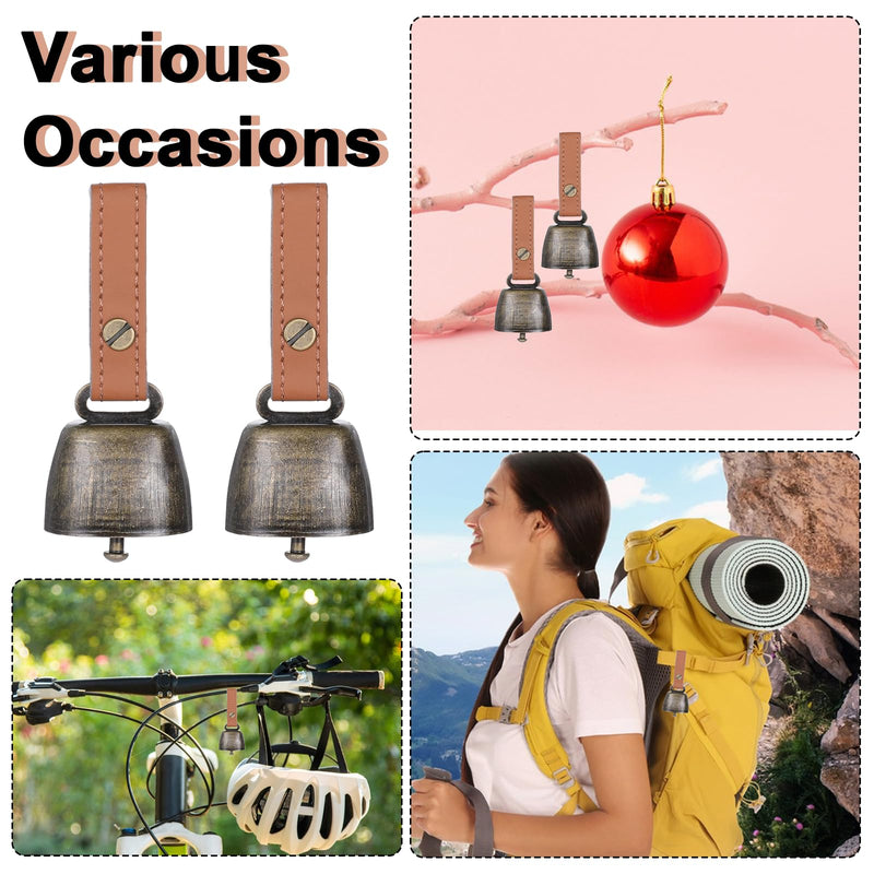2 PCS Pet Bells for Collar Dog Collar Bell Tracker Noise Maker Anti-Theft Dog Bells for Collar Bell with Leather Button Strap Dog Bell Accessories Dog Potty Bell Dog Bells to Go Outside Hiking - BeesActive Australia