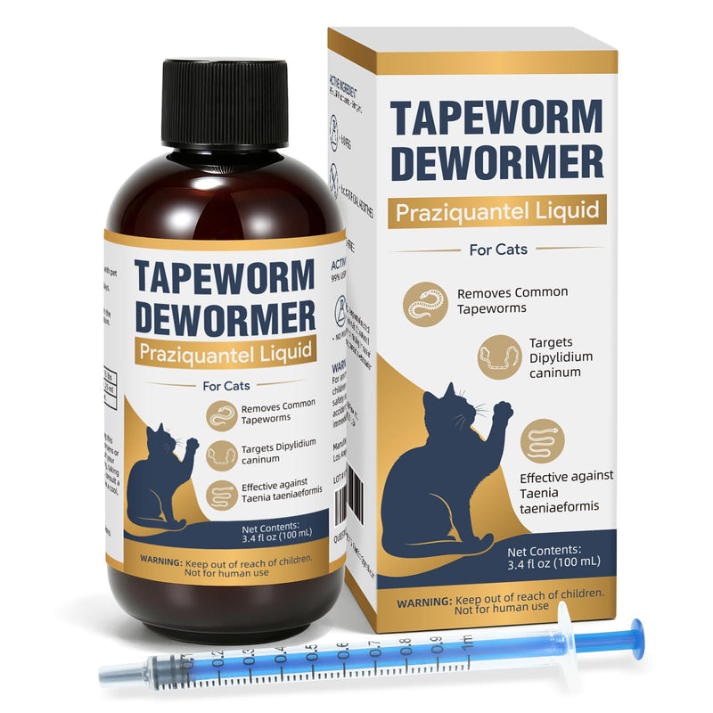 Dewormer for Pets, No More Tapeworms in Cats,Tapeworm Support Liquid Formula, 100 ml, Chicken Flavor