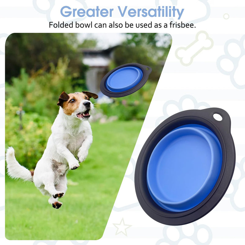 PINVNBY Elevated Portable Dog Bowl, Travel Raised Dog Stand with Collapsible Silicone Double Diner Puppy Bowls Non-Slip Dog Food Water Bowls Holder for Small Dogs and Cats - 14.6" L x 7.5" W x 3.9" H S:7.5 x 14.6 x 3.9 inches - BeesActive Australia