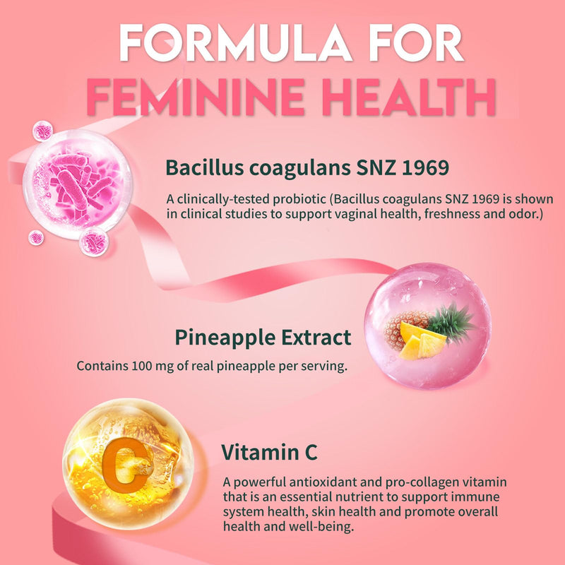 Airboy Vaginal Probiotic Gummies for Women, Pineapple Gummies for Women Balanced PH, Yeast Balance & Flora Support - 60 Gummies 1 PACK