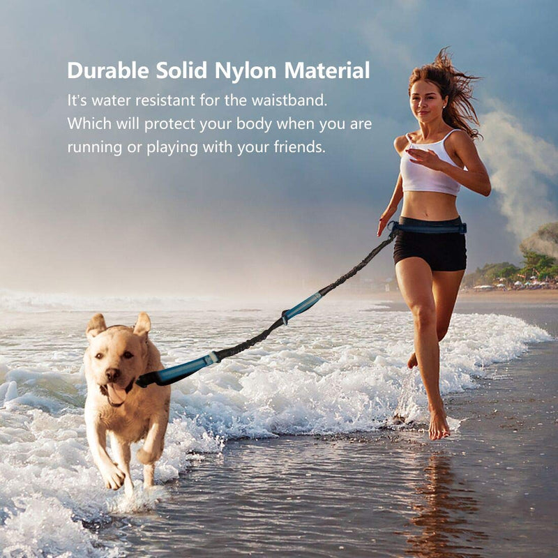 Uppetly Hands Free Dog Running Leash with Adjustable Waist Belt, Dual Handle Elastic Bungees Retractable Rope for Small and Medium Dogs, Reflective Stitches for Walking Hiking Biking (Large, 25-120lb) Medium/Large