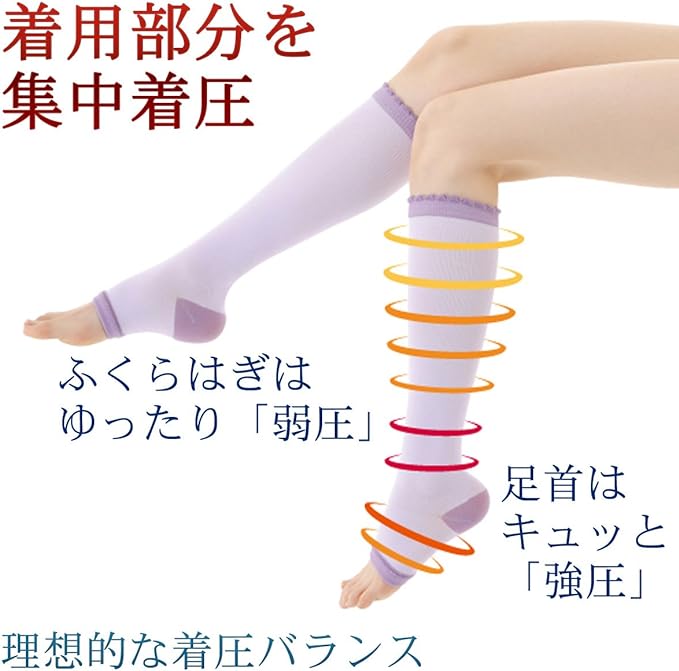 Sleep Compression High Socks 3 Pairs - Sleep Anti-Swelling Maternity Night Socks Compression Massage Women MM Socks Purple 051-11 - BeesActive Australia