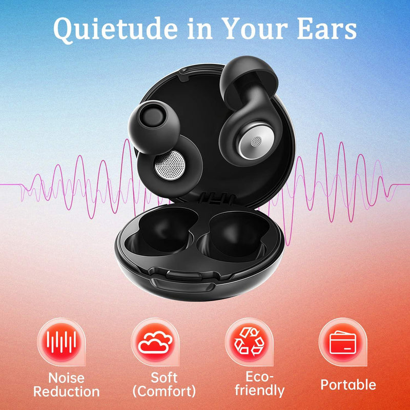 Ear Plugs for Sleeping Noise Cancelling 45dB, Reusable Silicone Earplugs with 8 Eartips and Travel Case, Soft Comfort Hearing Protection for Concerts, Snoring, Travel, Study (Jet Black) Jet Black
